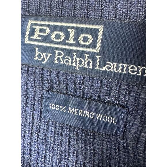 Polo by Ralph Lauren Blue 100% Merino Wool Sweater Men’s Size Large - Picture 9 of 10